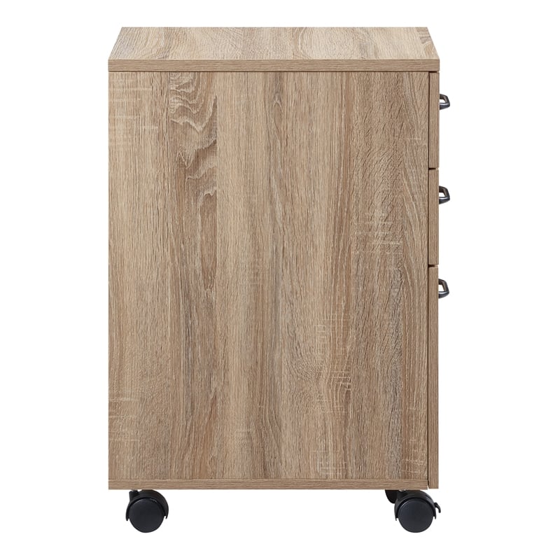 Scranton & Co 3 Drawer Mobile File Cabinet in River Oak Engineered Wood