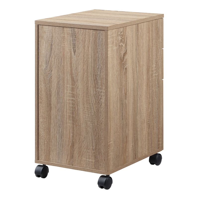 Scranton & Co 3 Drawer Mobile File Cabinet in River Oak Engineered Wood