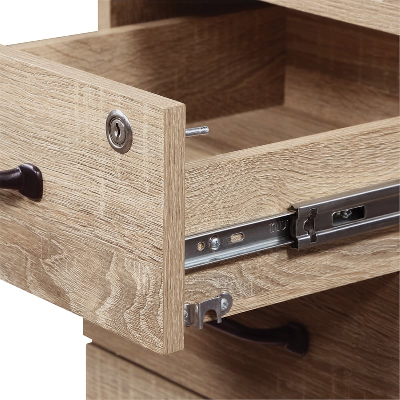 Scranton & Co 3 Drawer Mobile File Cabinet in River Oak Engineered Wood