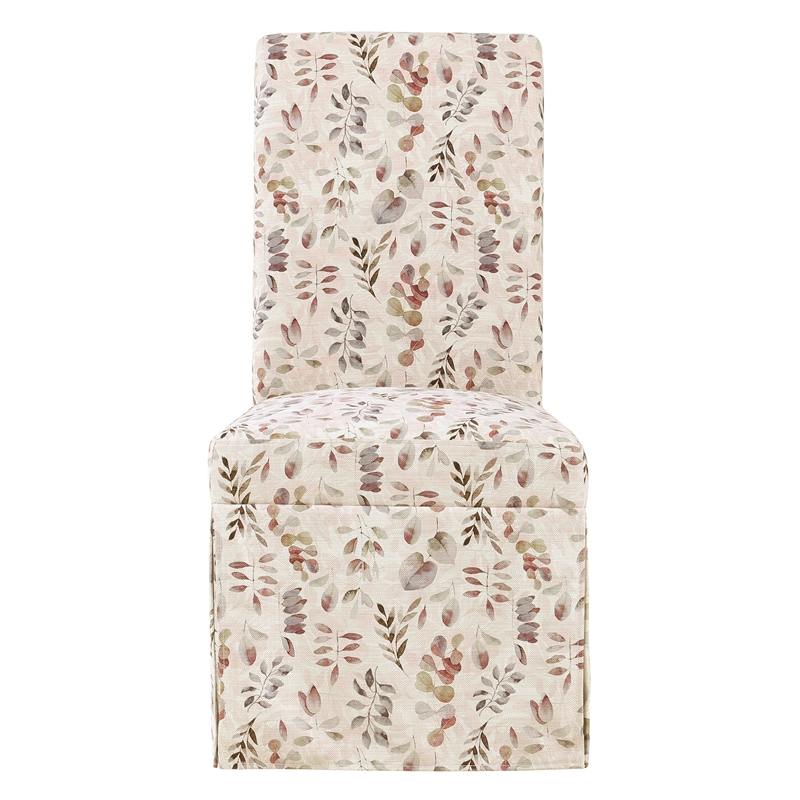 Scranton & Co Parsons Slipcover Dining Chair 2 Pack in Autumn Brown Leaf Fabric
