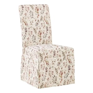 Scranton & Co Parsons Slipcover Dining Chair 2 Pack in Autumn Brown Leaf Fabric