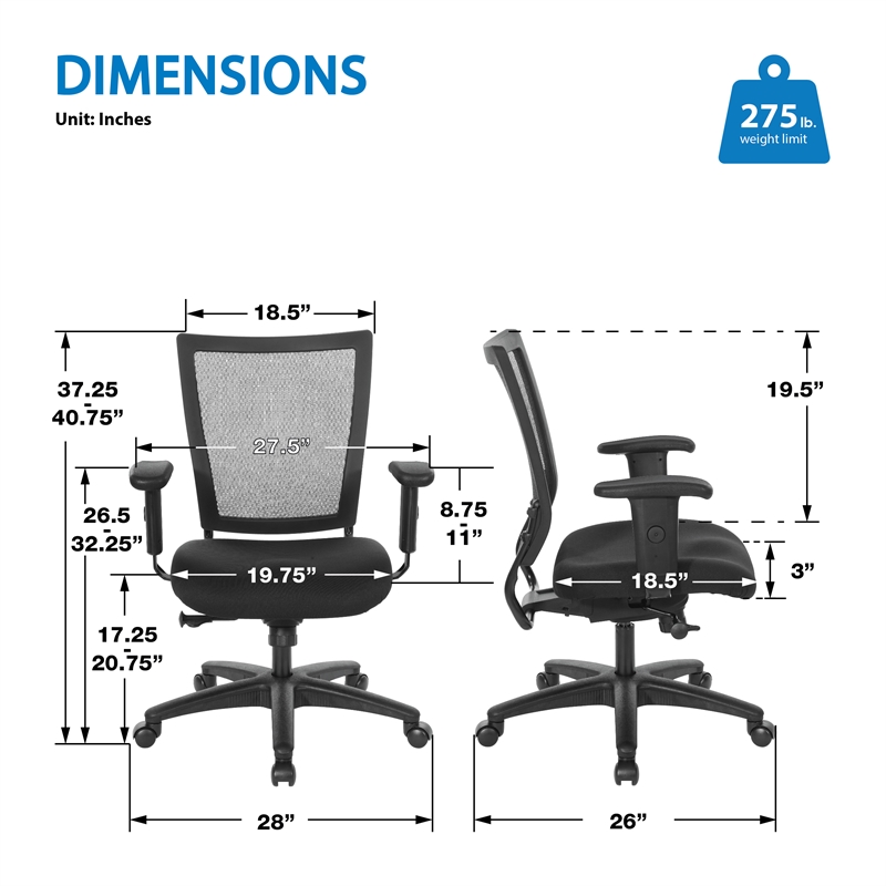 Scranton & Co Ergonomic Task Chair in Black Coal FreeFlex Fabric Seat