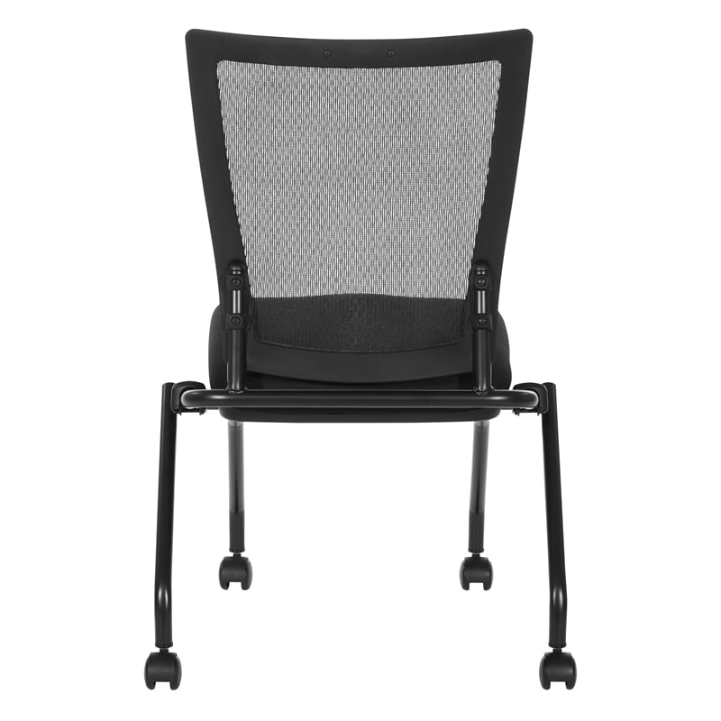 Scranton & Co Folding Chair 2-Pack in Black Coal Fabric with Thick Padded Seat