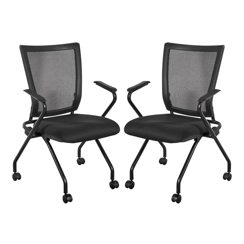 Scranton & Co Folding Chair 2-Pack in Black Coal FreeFlex Fabric