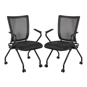 Scranton & Co Folding Chair 2-Pack in Black Coal FreeFlex Fabric