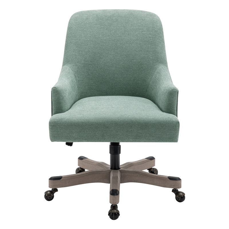 Scranton & Co Upholstered Office Chair in Mint Fabric with Rustic Wood Base