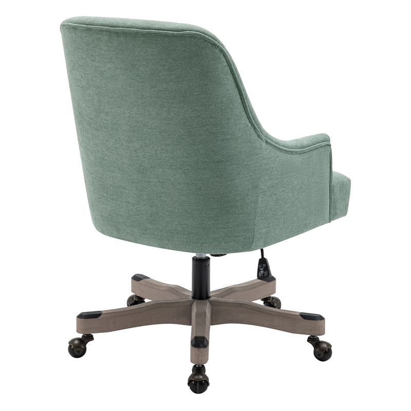 Scranton & Co Upholstered Office Chair in Mint Fabric with Rustic Wood Base