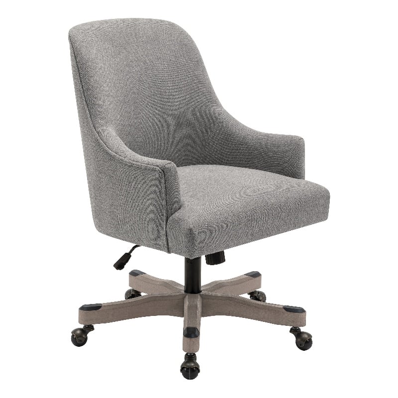 Scranton & Co Upholstered Office Chair in Fog Brown Fabric with Rustic Wood Base