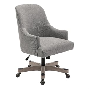 Scranton & Co Upholstered Office Chair in Fog Brown Fabric with Rustic Wood Base