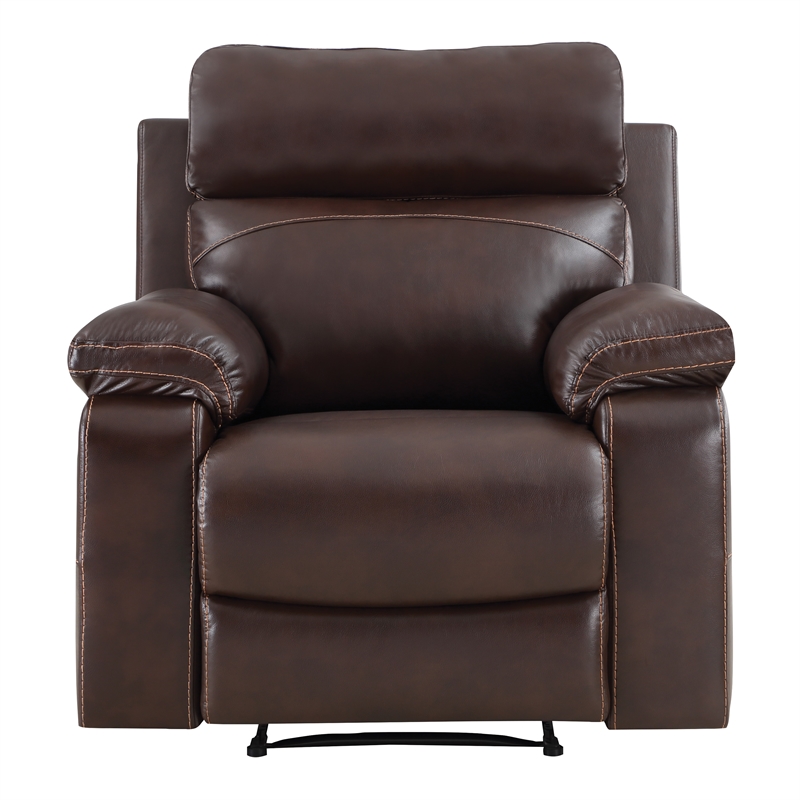 Scranton & Co Plush Pillow-Back Recliner in Espresso Faux Leather