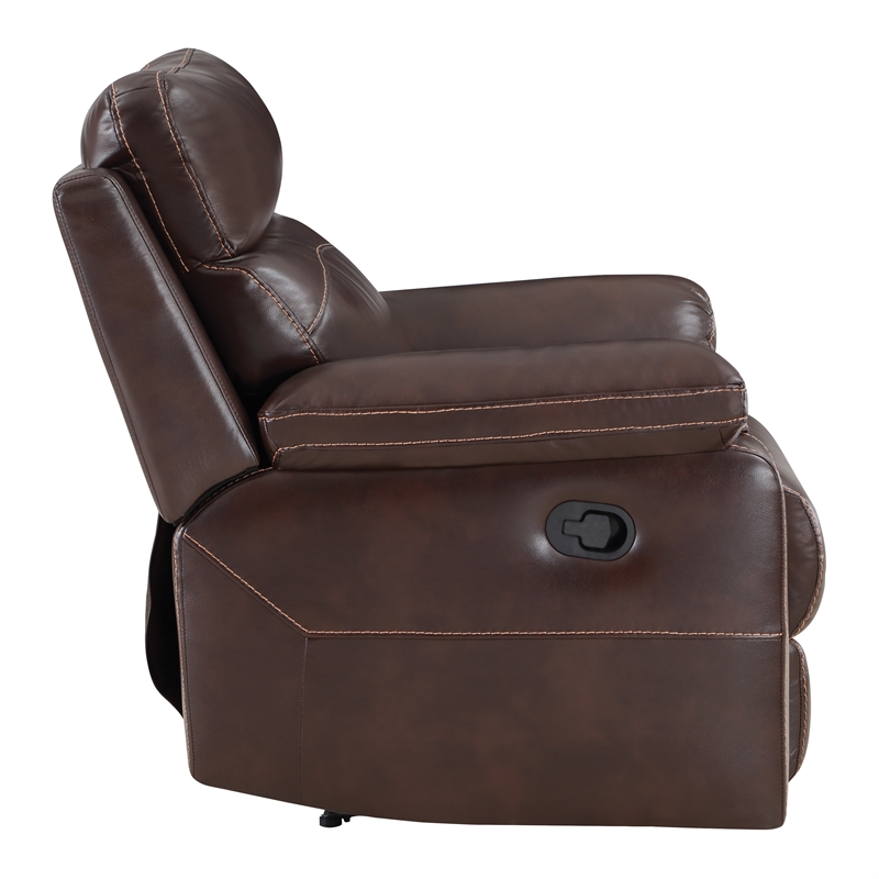 Scranton & Co Plush Pillow-Back Recliner in Espresso Faux Leather