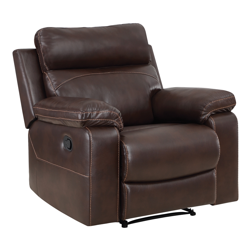 Scranton & Co Plush Pillow-Back Recliner in Espresso Faux Leather