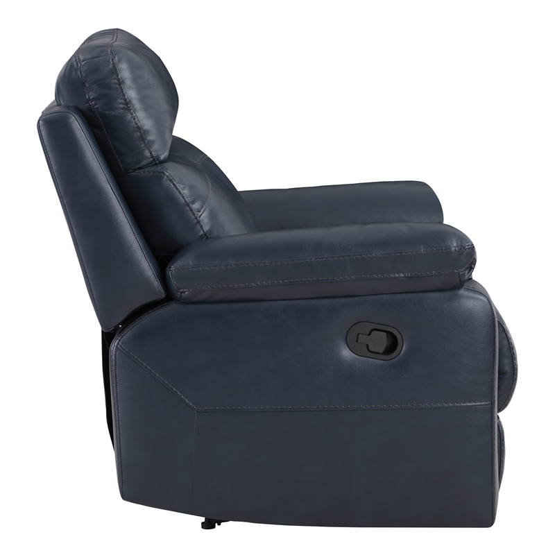 Scranton & Co Plush Pillow-Back Recliner in Dark Navy Faux Leather
