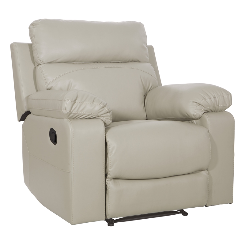 Scranton & Co Plush Pillow-Back Recliner in Taupe Faux Leather