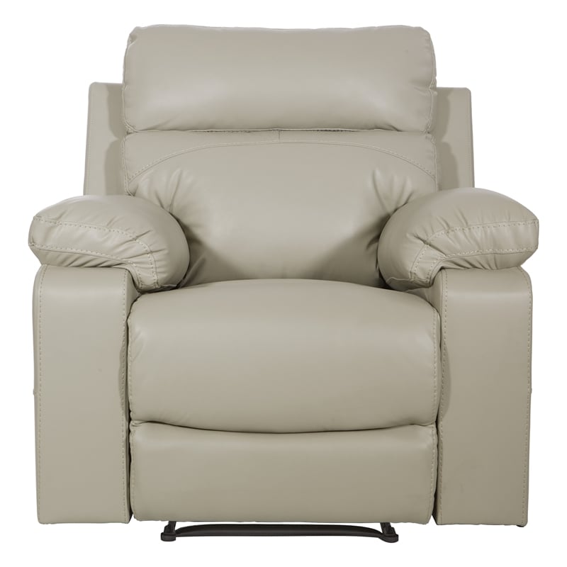 Scranton & Co Plush Pillow-Back Recliner in Taupe Faux Leather