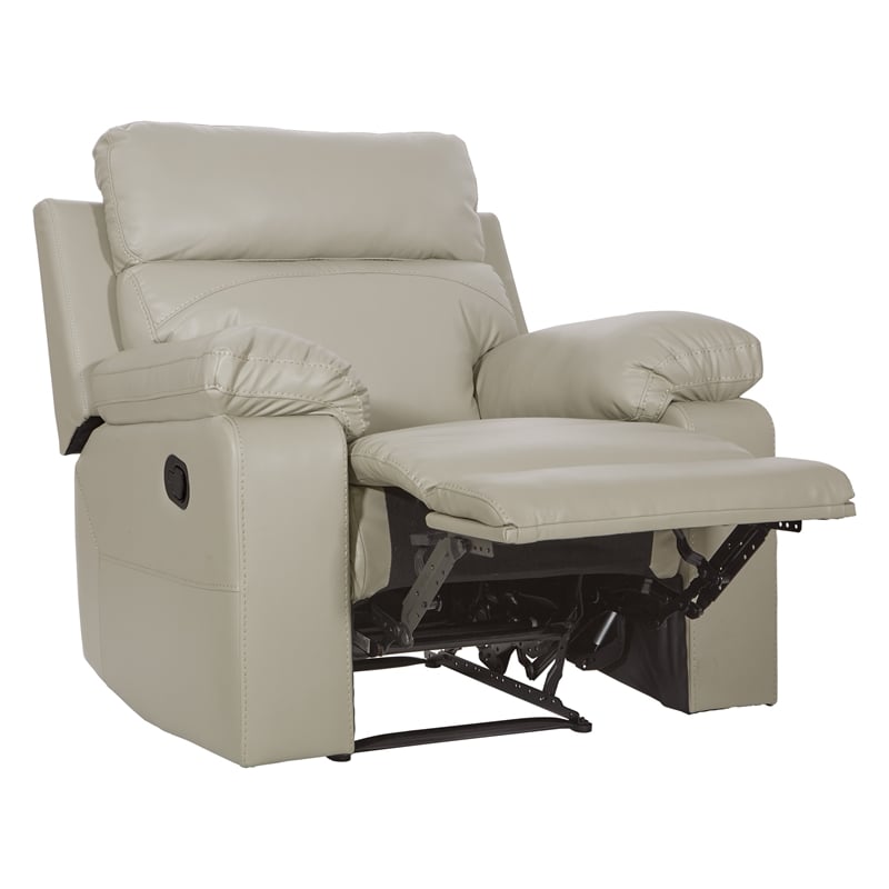 Scranton & Co Plush Pillow-Back Recliner in Taupe Faux Leather