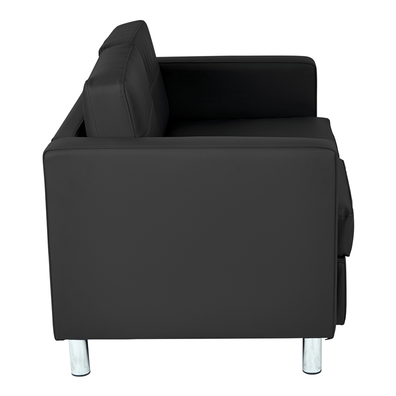 Scranton & Co Contemporary Loveseat in Dillon Black Faux Leather