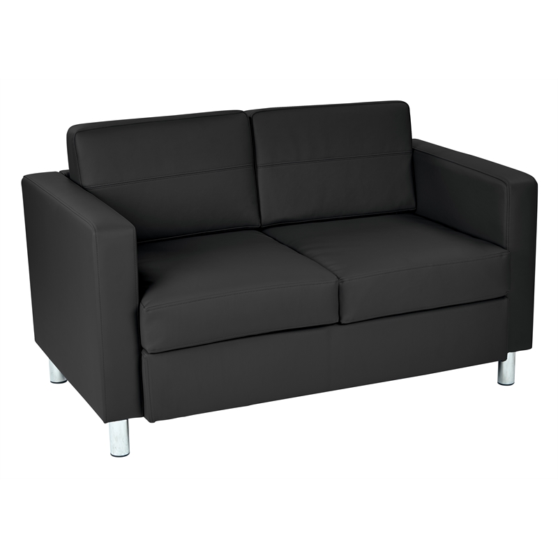 Scranton & Co Contemporary Loveseat in Dillon Black Faux Leather