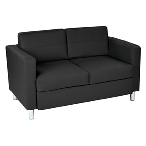 Scranton & Co Contemporary Loveseat in Dillon Black Faux Leather