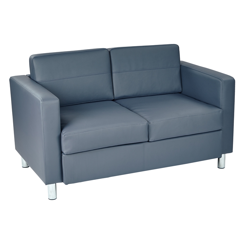 Scranton & Co Contemporary Loveseat in Dillon Blue Faux Leather