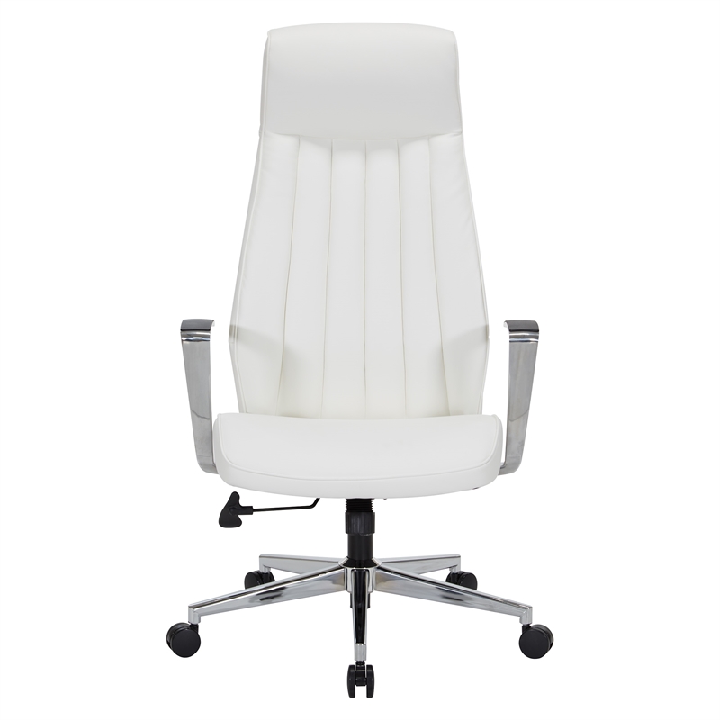 Scranton & Co High-Back Office Chair in Snow White with Chrome Base