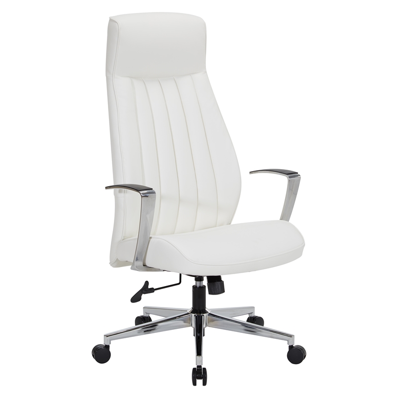 Scranton & Co High-Back Office Chair in Snow White with Chrome Base