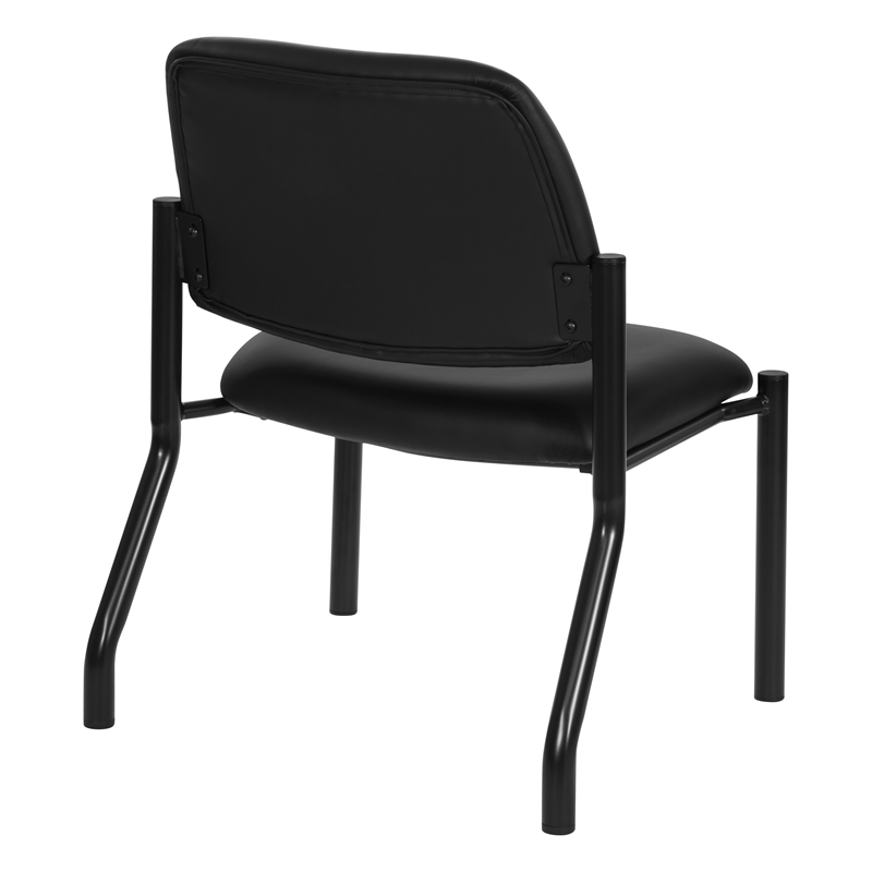 Scranton & Co Big and Tall Armless Guest Chair in Black Faux Leather