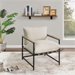 Scranton & Co Sling Lounge Chair in Chenille Ivory with Wood Arm Accents