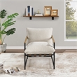 Scranton & Co Sling Lounge Chair in Chenille Ivory with Wood Arm Accents