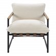 Scranton & Co Sling Lounge Chair in Chenille Ivory with Wood Arm Accents