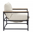 Scranton & Co Sling Lounge Chair in Chenille Ivory with Wood Arm Accents