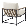 Scranton & Co Sling Lounge Chair in Chenille Ivory with Wood Arm Accents