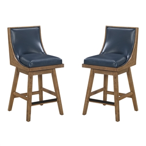 Scranton & Co 26&quot Swivel Counter Stool in Navy Faux Leather 2-Pack
