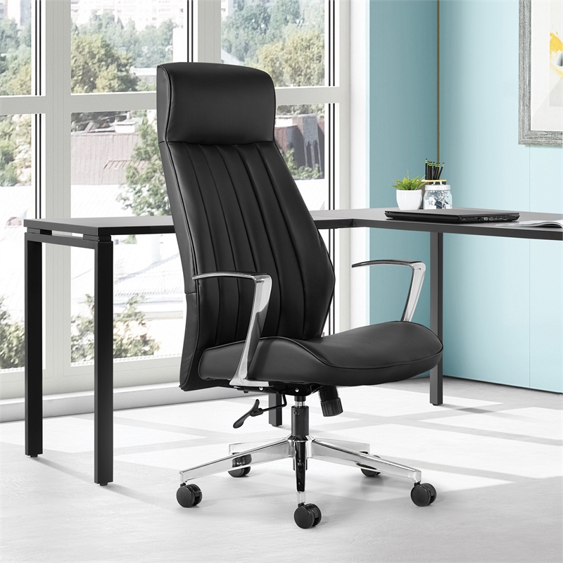 Scranton & Co Contemporary High Back Office Chair in Dillon Black Fabric