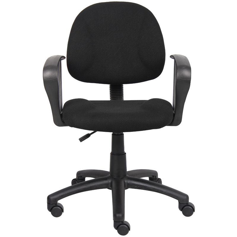 Scranton & Co Mid Back Ergonomic Fabric Swivel Chair with Arms in Black