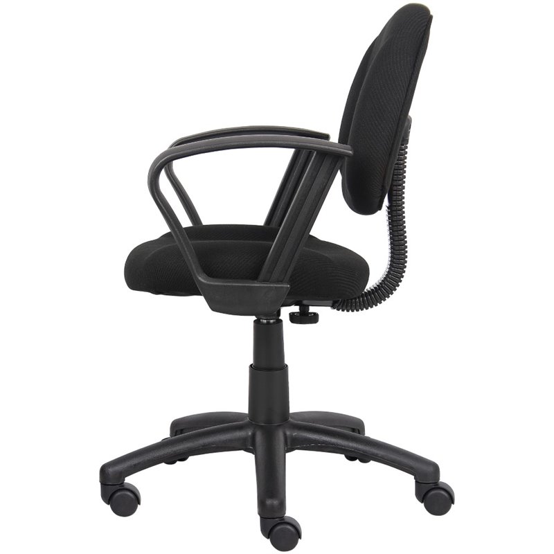 Scranton & Co Mid Back Ergonomic Fabric Swivel Chair with Arms in Black