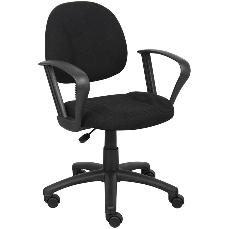 Scranton & Co Mid Back Ergonomic Fabric Swivel Chair with Arms in Black