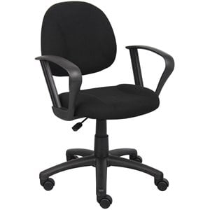 Scranton & Co Mid Back Ergonomic Fabric Swivel Chair with Arms in Black