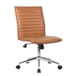 Scranton & Co Ribbed Vinyl Armless Hospitality Task Chair in Caramel