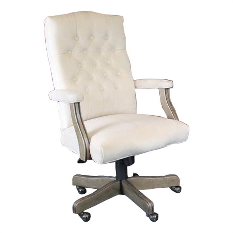 Scranton & Co Tufted Velvet High-Back Swivel Executive Chair in Champagne