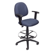 Scranton & Co Contoured Fabric Drafting Stool with Adjustable Arms in Blue