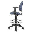 Scranton & Co Contoured Fabric Drafting Stool with Adjustable Arms in Blue
