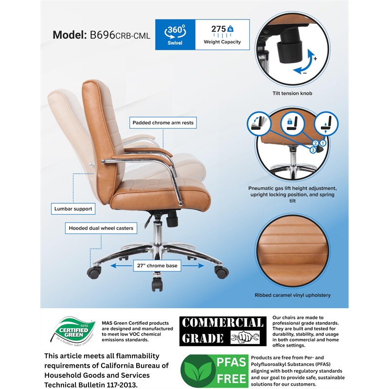 Scranton & Co Vinyl Executive Conference Chair with Arms in Caramel