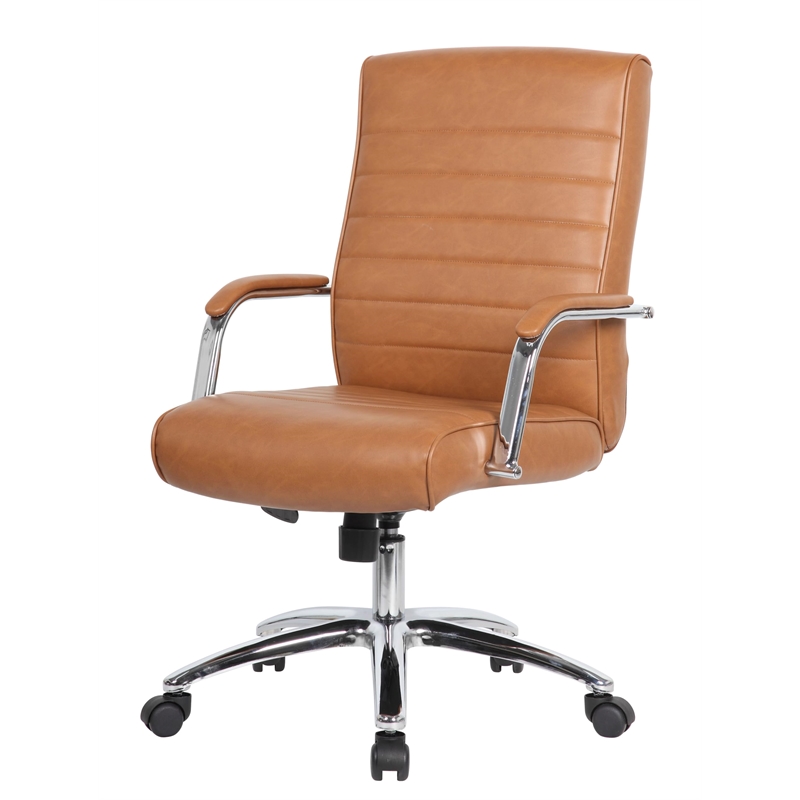 Scranton & Co Vinyl Executive Conference Chair with Arms in Caramel