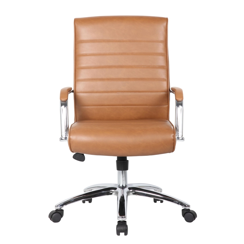 Scranton & Co Vinyl Executive Conference Chair with Arms in Caramel