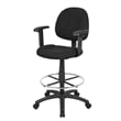 Scranton & Co Contoured Fabric Drafting Stool with Adjustable Arms in Black