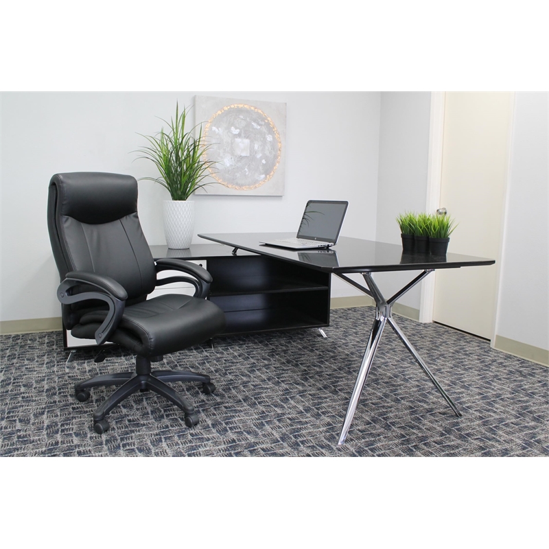 Scranton & Co Double Layer LeatherPlus Executive Chair in Black