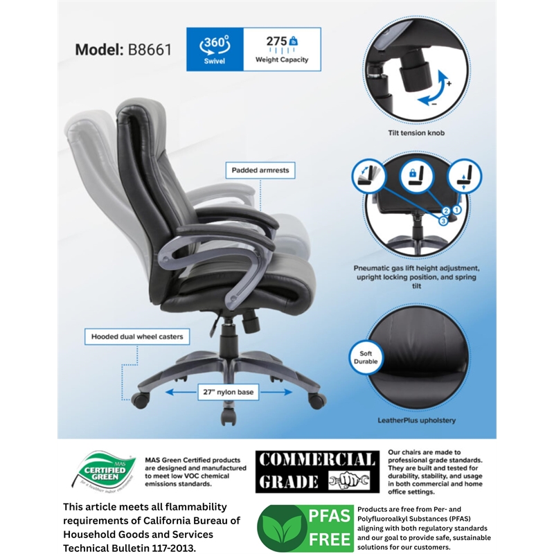Scranton & Co Double Layer LeatherPlus Executive Chair in Black