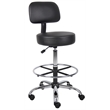 Scranton & Co Vinyl Mid-Back Medical/Drafting Stool with Chrome Footring - Black