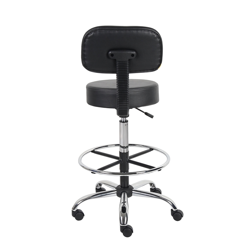Scranton & Co Vinyl Mid-Back Medical/Drafting Stool with Chrome Footring - Black